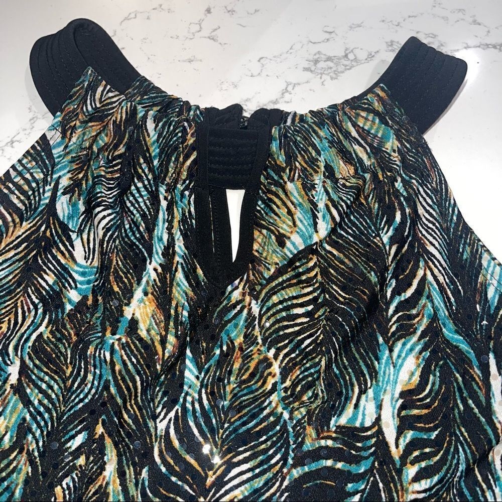 New Directions Teal, Gold & Black Keyhole Tank Top‎ - Size Small - Picture 5 of 7